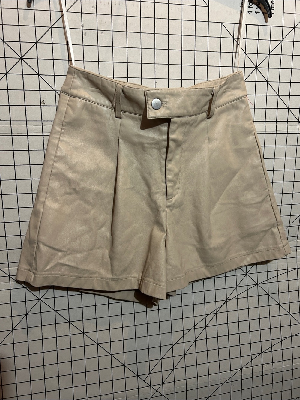 Amylynn Beige Women's High-Rise Pleated Shorts